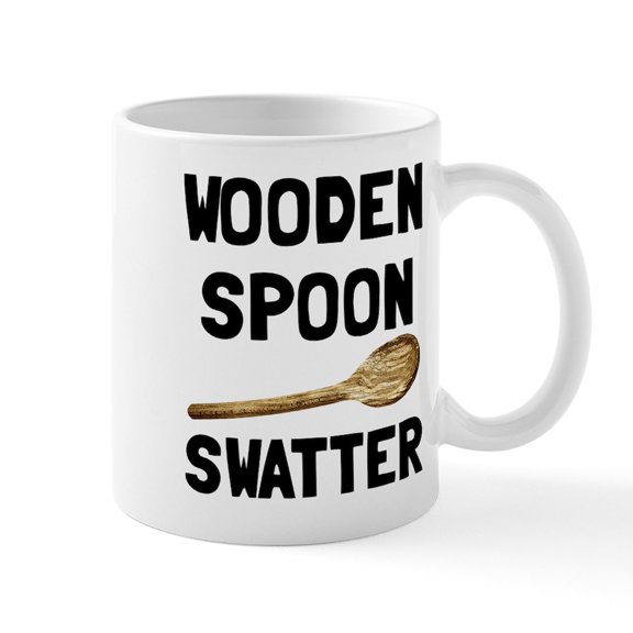 CafePress - Wooden Spoon Swatter Mug - 11 oz Ceramic Mug - Novelty Coffee Tea Cup