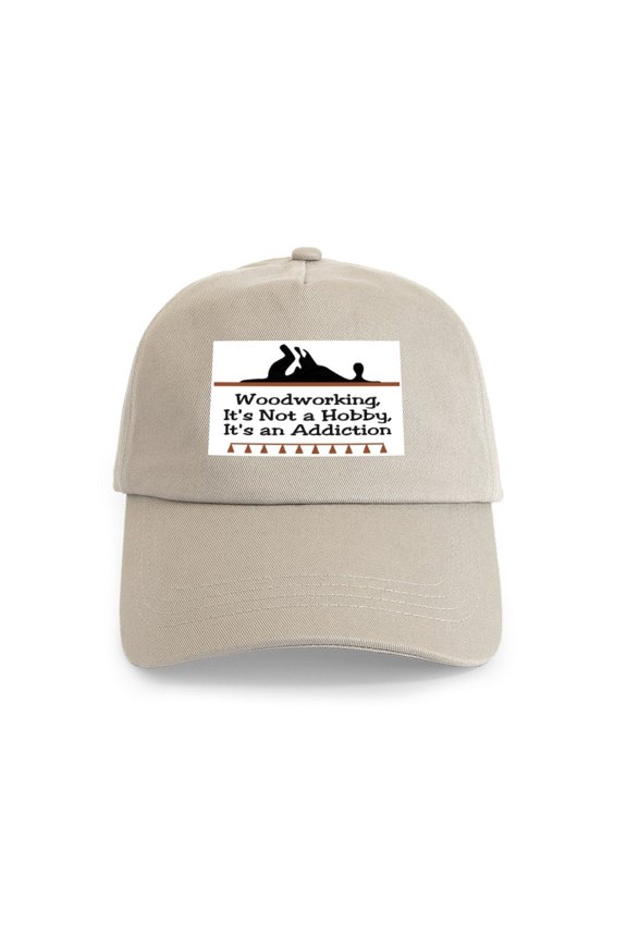 - Woodworking Addiction Cap - Adjustable 100% Brushed Unisex Casual Cotton Baseball Cap, Beige, 1