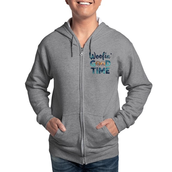 CafePress - Woofing Good Time Men's Zip Up Hoodie - Zip Hoodie, Classic Hooded Sweatshirt with Metal Zipper
