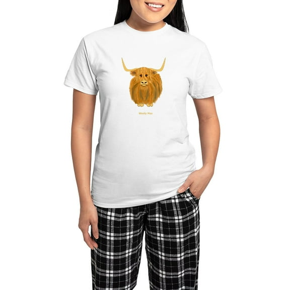 CafePress - Woolly Moo Pajamas - Women's Short Sleeve Print T-Shirt and Pants Light Cotton Pajama Set