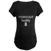CafePress - Workout Buddy Maternity T Shirt - Maternity Dark T-Shirt
