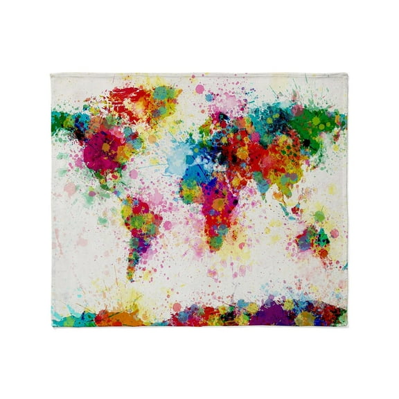 CafePress - World Map Paint Splashes Throw Blanket - Soft Fleece Throw Blanket, 50"x60" for All Ages