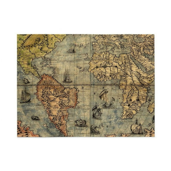 CafePress - World Map Vintage Atlas Historical - Large Plush Fleece Throw Blanket, 80" L x 60" W