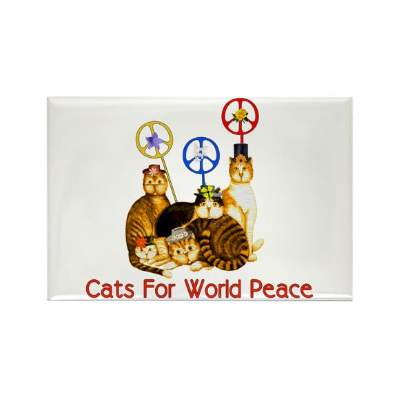 CafePress - World Peace Cats - Rectangle Magnet, 2"x3" Refrigerator Magnet