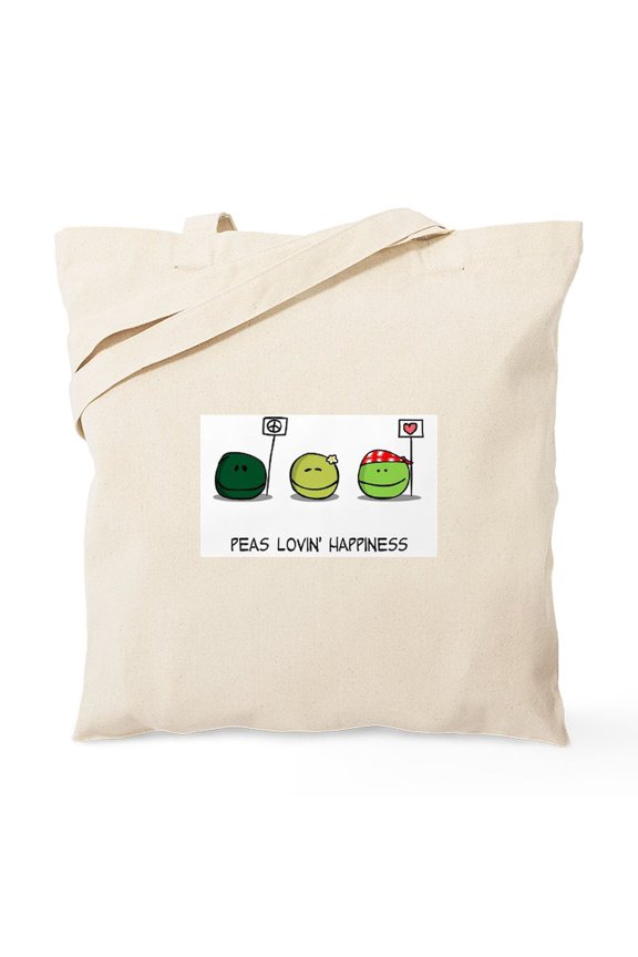 - World Peas/Peas Lovin' Happiness Tote Bag - Unisex Canvas Tote Bag, Beige, 1-Piece