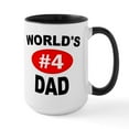 thumbnail image 1 of CafePress - World's #4 Dad | Large Mug - 15 oz Ceramic Large White Novelty Mug, 1 of 4