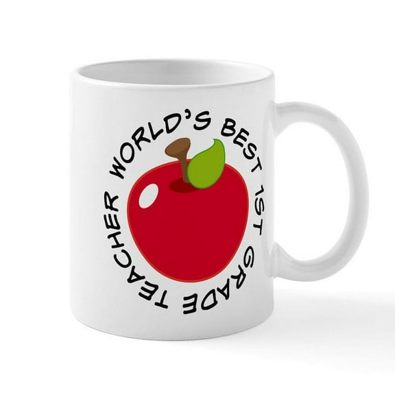 CafePress - World's Best 1St Grade Teacher Gift Mug - 11 oz Ceramic Mug - Novelty Coffee Tea Cup
