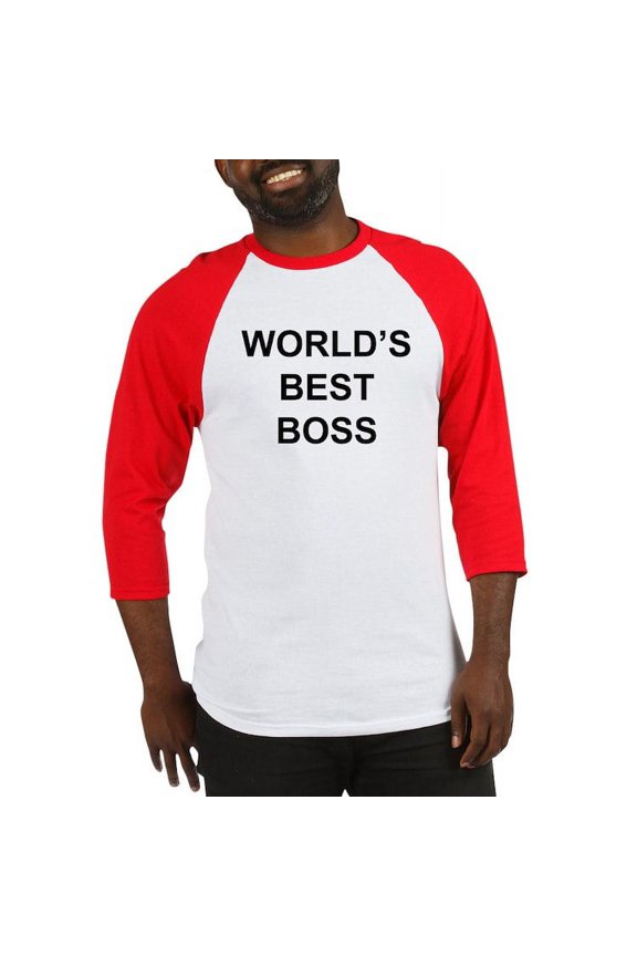 - World's Best Boss Baseball Jersey - Cotton Baseball Jersey, 3/4 Raglan Sleeve Shirt