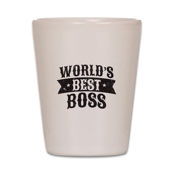 CafePress - World's Best Boss - White Shot Glass, Unique and Funny Shot Glass