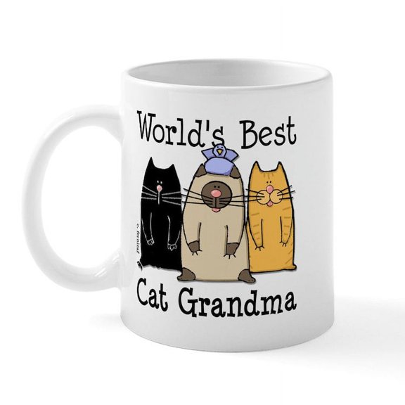 CafePress - World's Best Cat Grandma Mug - 11 oz Ceramic Mug - Novelty Coffee Tea Cup