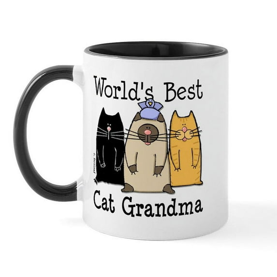 CafePress - World's Best Cat Grandma Mug - 11 oz Ceramic Mug - Novelty Coffee Tea Cup