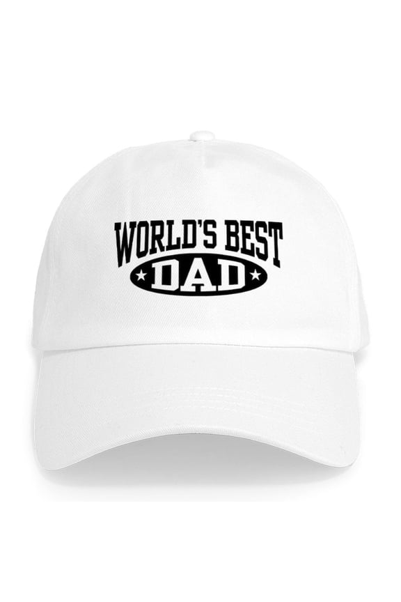 - World's Best Dad Cap - Adjustable 100% Brushed Unisex Casual Cotton Baseball Cap, Beige, 1