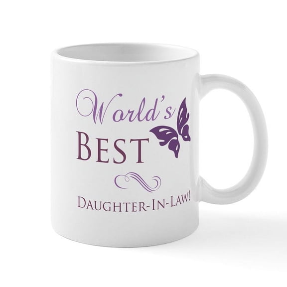 CafePress - World's Best Daughter In Law Mug - 11 oz Ceramic Mug - Novelty Coffee Tea Cup