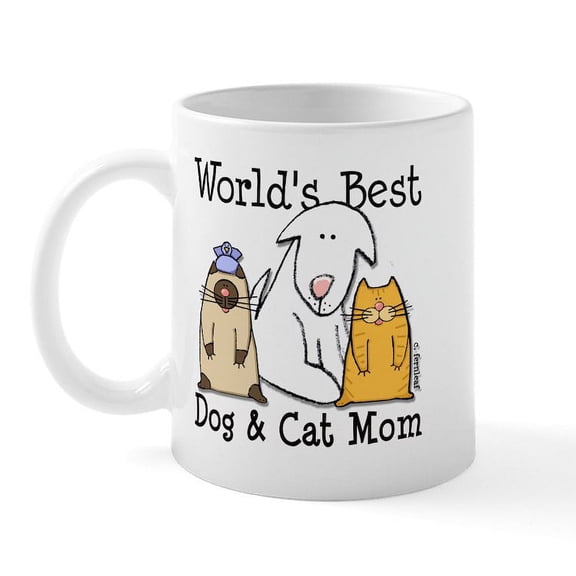 CafePress - World's Best Dog & Cat Mom Mug - 11 oz Ceramic Mug - Novelty Coffee Tea Cup