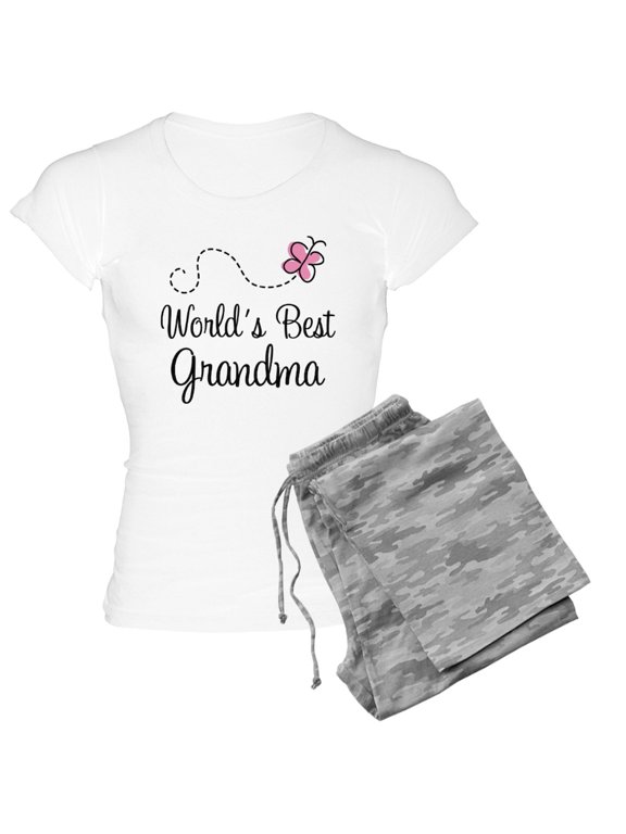 - World's Best Grandma Women's Light Pajamas - Women's Short Sleeve Print T-Shirt and Pants Light Cotton Pajama Set
