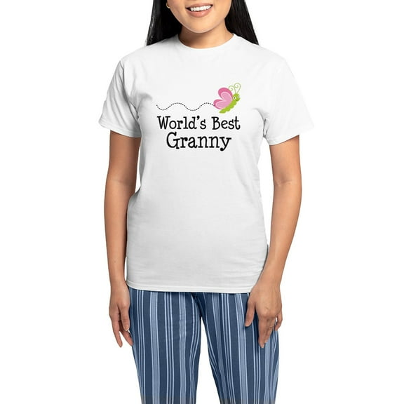 CafePress - World's Best Granny Women's Light Pajamas - Women's Short Sleeve Print T-Shirt and Pants Light Cotton Pajama Set
