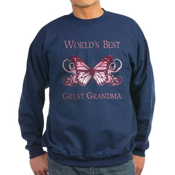 CafePress - World's Best Great Grandma (Butterfly) Sweatshirt - Classic Crew Neck Sweatshirt