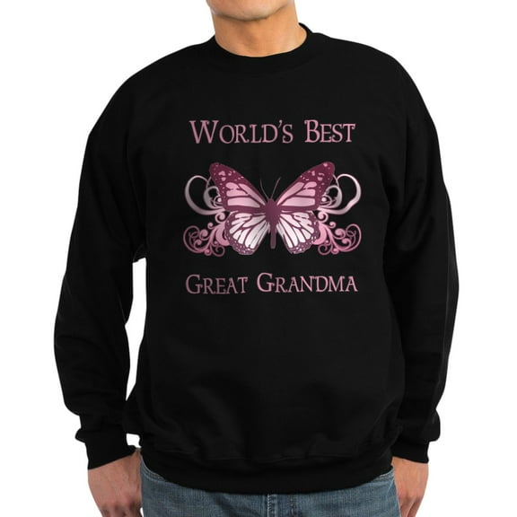 CafePress - World's Best Great Grandma (Butterfly) Sweatshirt - Classic Crew Neck Sweatshirt
