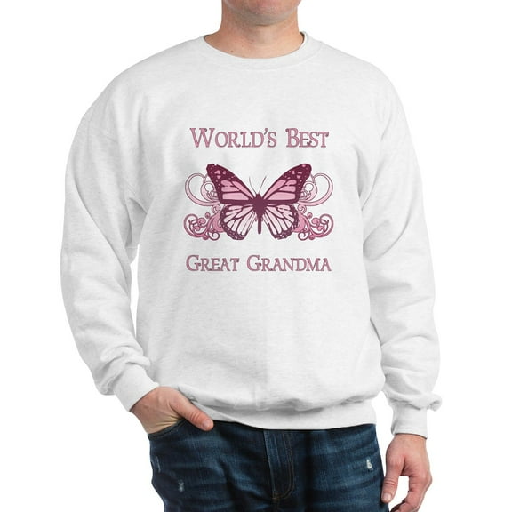 CafePress - World's Best Great Grandma (Butterfly) Sweatshirt - Crew Neck Sweatshirt