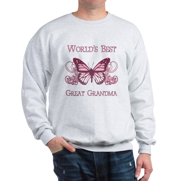 CafePress - World's Best Great Grandma (Butterfly) Sweatshirt - Crew Neck Sweatshirt