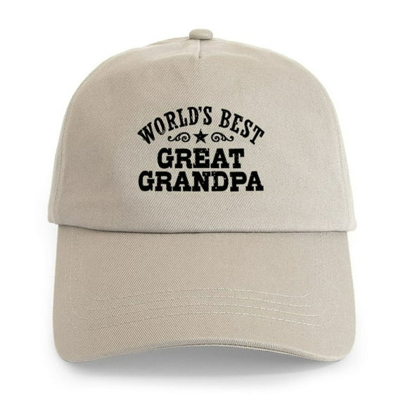 CafePress - World's Best Great Grandpa Cap - Adjustable 100% Brushed Unisex Casual Cotton Baseball Cap, Beige, 1