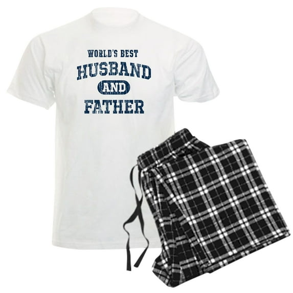 CafePress - World's Best Husband And Fath Men's Light Pajamas - Men's Light Loose Fit Cotton Pajama Set