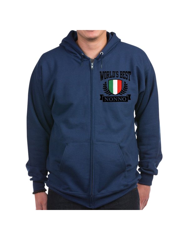 - World's Best Nonno Men's Zip Up Hoodie - Zip Hoodie, Classic Hooded Sweatshirt with Metal Zipper