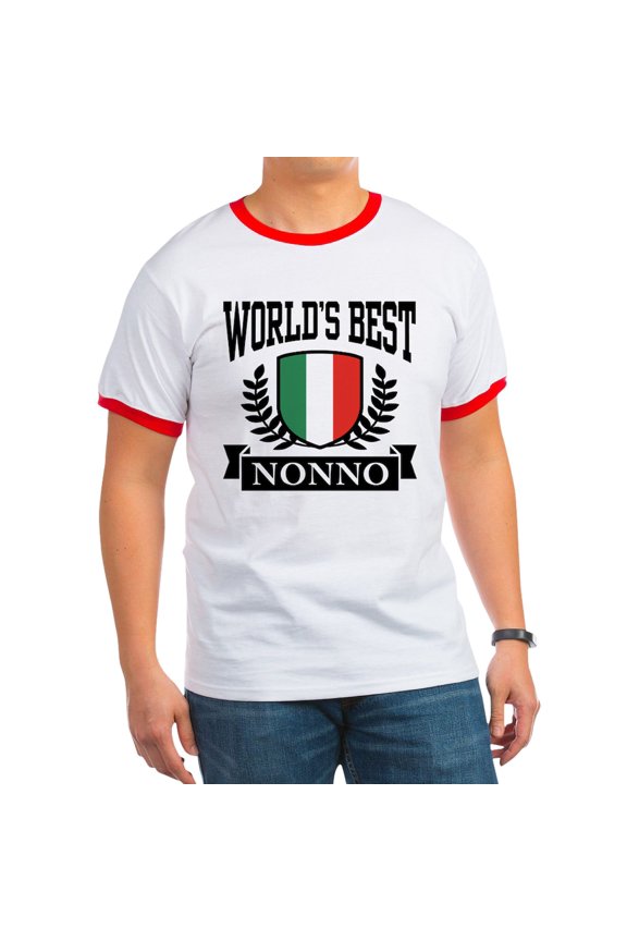 - World's Best Nonno Ringer T - 100% Cotton Ringed T-Shirt