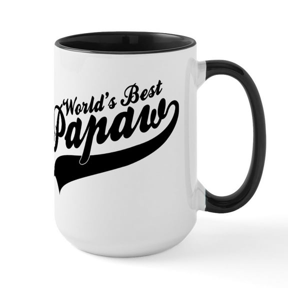CafePress - World's Best Papaw - 15 oz Ceramic Large White Novelty Mug