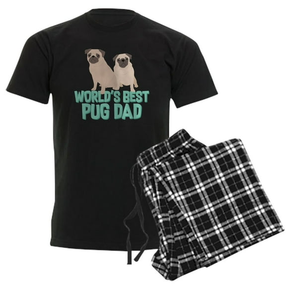 CafePress - World's Best Pug Dad Men's Dark Pajamas - Men's Dark Loose Fit Cotton Pajama Set