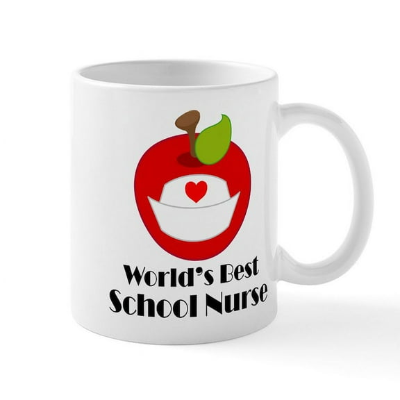 CafePress - World's Best School Nurse Gift Mug - 11 oz Ceramic Mug - Novelty Coffee Tea Cup