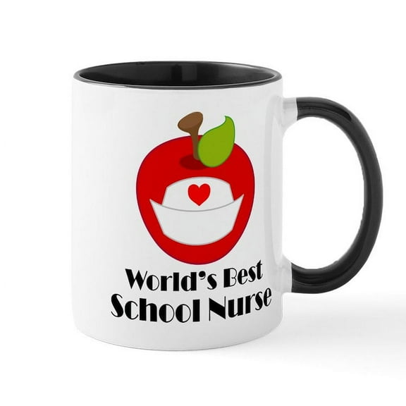 CafePress - World's Best School Nurse Gift Mug - 11 oz Ceramic Mug - Novelty Coffee Tea Cup