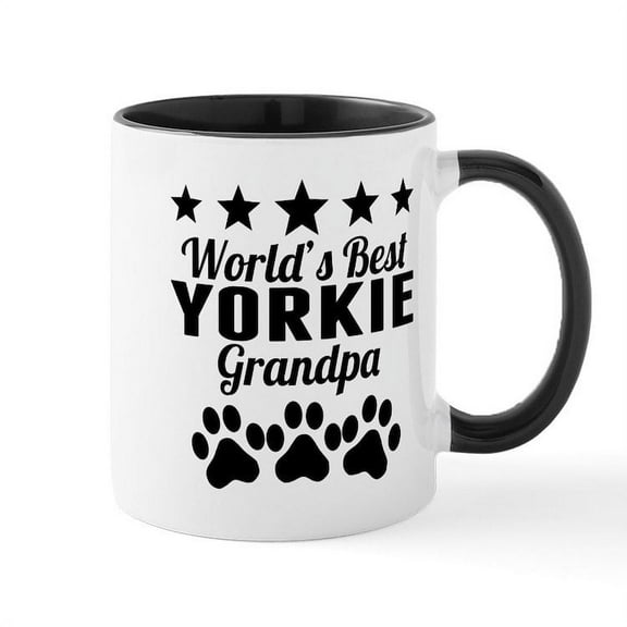 CafePress - World's Best Yorkie Grandpa Mugs - 11 oz Ceramic Mug - Novelty Coffee Tea Cup