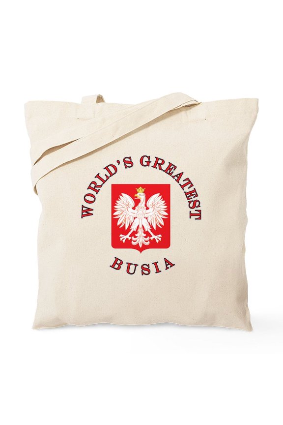 - World's Greatest Busia Crest Tote Bag - Unisex Canvas Tote Bag, Beige, 1-Piece