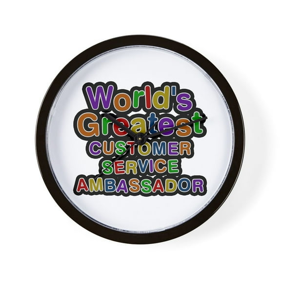 CafePress - World's Greatest CUSTOMER SERVICE AMBASSADOR Wall - 10" Quartz Analog Battery-Powered Modern Wall Clock, Unique