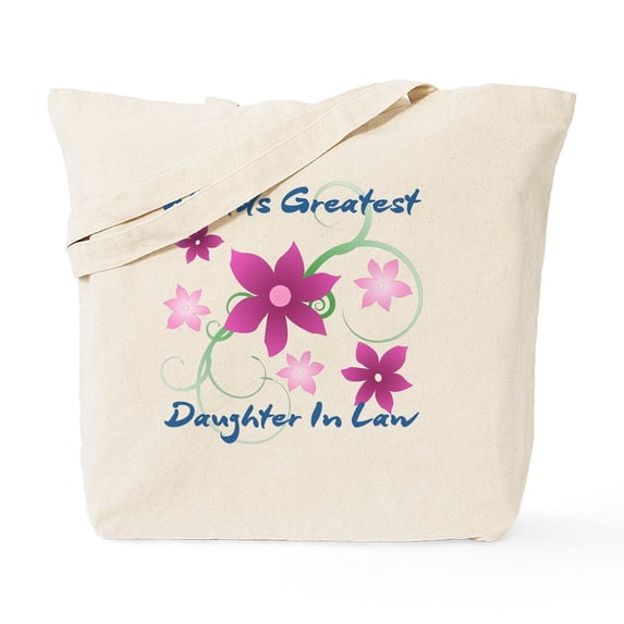 CafePress - World's Greatest Daughter In Law (Flowery Tote Bag - Unisex Canvas Tote Bag, Beige, 1-Piece
