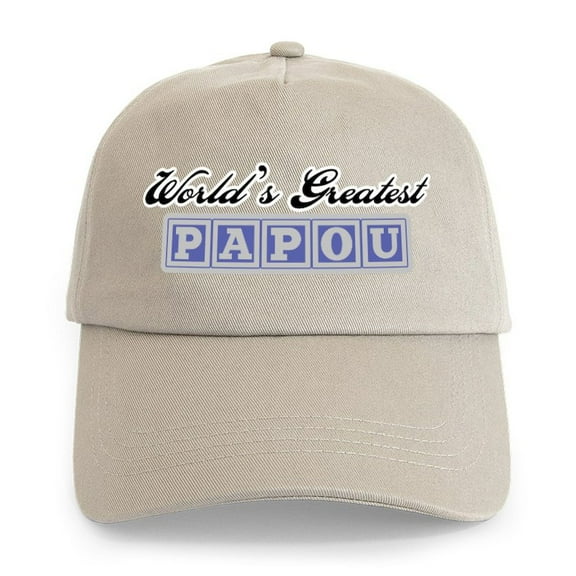 CafePress - World's Greatest Papou Cap - Adjustable 100% Brushed Unisex Casual Cotton Baseball Cap, Beige, 1