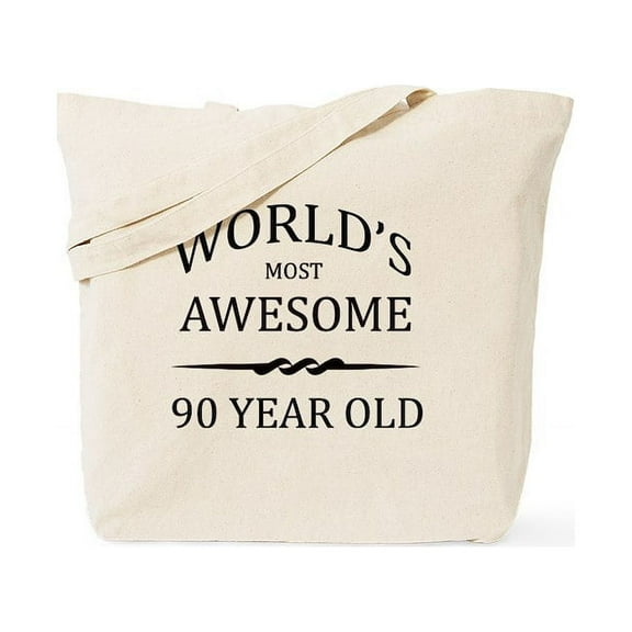 CafePress - World's Most Awesome 90 Year Old Tote Bag - Unisex Canvas Tote Bag, Beige, 1-Piece