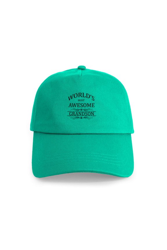 - World's Most Awesome Grandson Cap - Adjustable 100% Brushed Unisex Casual Cotton Baseball Cap, Beige, 1