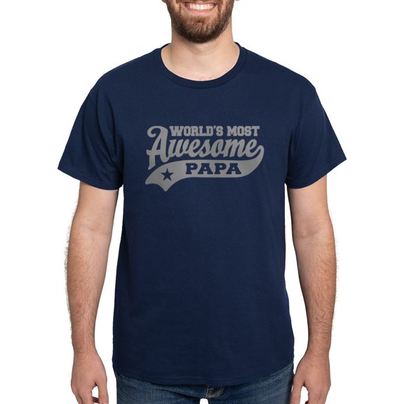 CafePress - World's Most Awesome Papa Dark T Shirt - Men's Classic Graphic Cotton T-Shirt