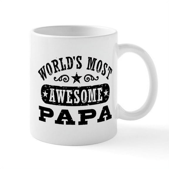 CafePress - World's Most Awesome Papa Mug - 11 oz Ceramic Mug - Novelty Coffee Tea Cup