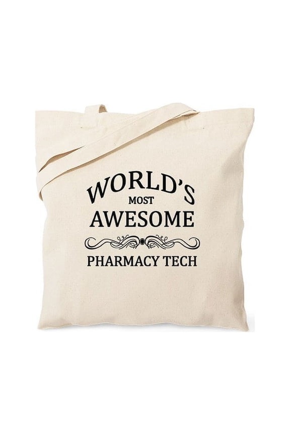 - World's Most Awesome Pharmacy Tech Tote Bag - Unisex Canvas Tote Bag, Beige, 1-Piece