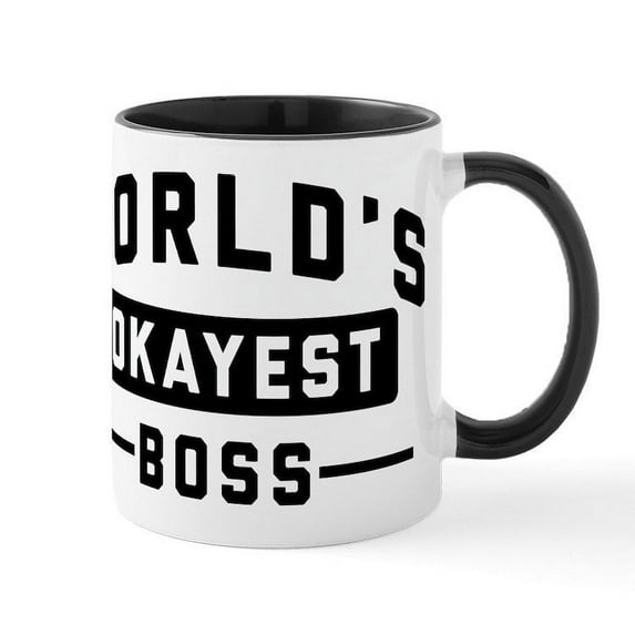CafePress - World's Okayest Boss 15 Oz Ceramic Large Mug - 11 oz Ceramic Mug - Novelty Coffee Tea Cup