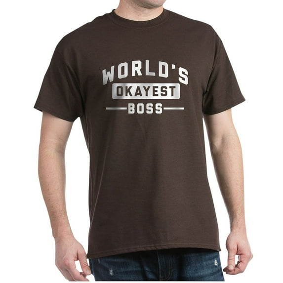 CafePress - World's Okayest Boss Dark T Shirt - Men's Classic Graphic Cotton T-Shirt
