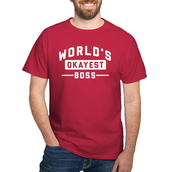 CafePress - World's Okayest Boss Dark T Shirt - Men's Classic Graphic Cotton T-Shirt