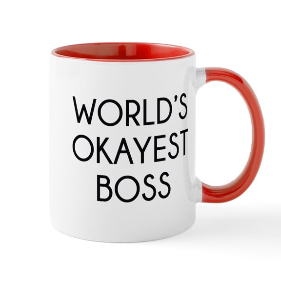 CafePress - World's Okayest Boss Mug - 11 oz Ceramic Mug - Novelty Coffee Tea Cup