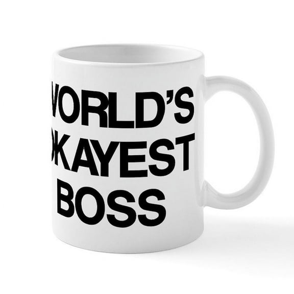 CafePress - World's Okayest Boss Mug - 11 oz Ceramic Mug - Novelty Coffee Tea Cup