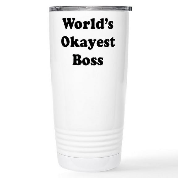 CafePress - World's Okayest Boss Travel Mug - Insulated Stainless Steel Travel Tumbler 20 oz.