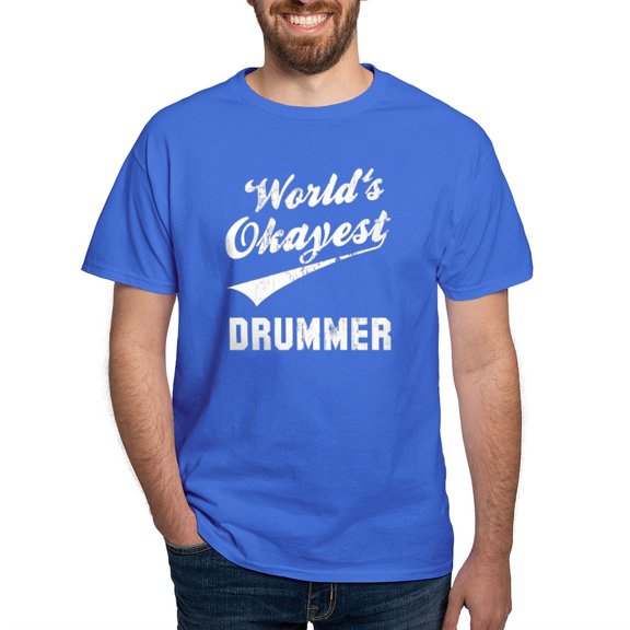 CafePress - World's Okayest Drummer Dark T Shirt - Men's Classic Graphic Cotton T-Shirt