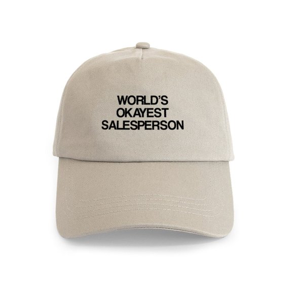 CafePress - World's Okayest Salesperson Cap - Adjustable 100% Brushed Unisex Casual Cotton Baseball Cap, Beige, 1